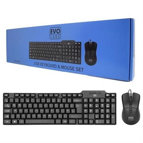 Evo Labs CM-500UK keyboard USB QWERTY UK English Mouse included Black