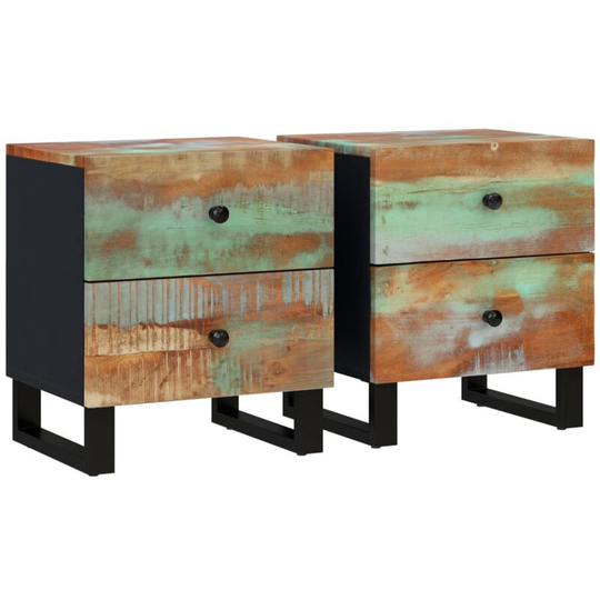 Bedside Cabinets 2 pcs 40x33x46 cm Solid Wood Reclaimed vidaXL - Black