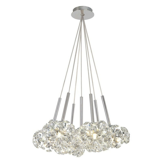 Luminosa , 7 Light G9 1.5m Cluster Pendant With Polished Chrome And Crystal Shade