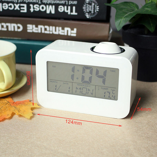 Voice Sound Controlled Projection Talking led Alarm Clock Snooze Coxolo Date Projector