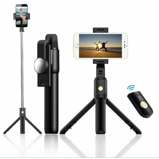 360° Rotating Bluetooth Selfie Stick, Adjustable Telescopic Stick with Phone Holder, 3-in-1 Monopod Tripod Selfie Stick with Wireless Remote Control