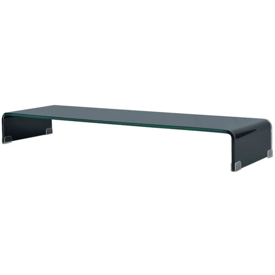 Hommoo - tv Stand/Monitor Riser Glass Black 100x30x13 cm VD10326