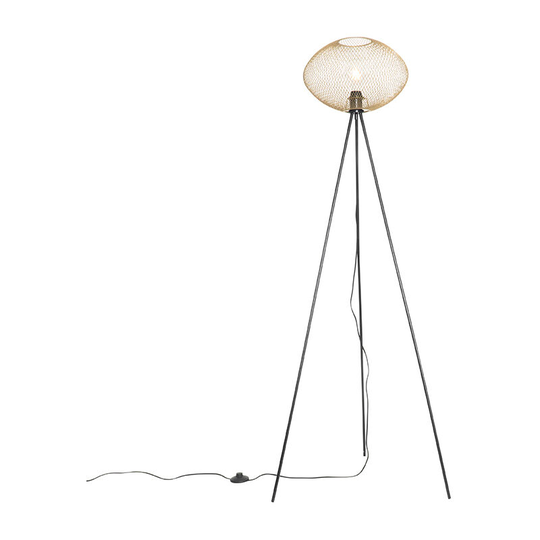 Qazqa - Industrial floor lamp gold tripod - Molly - Gold/Messing
