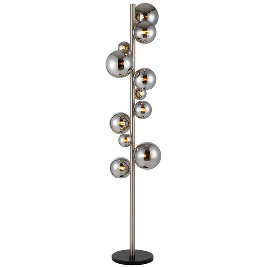 Luminosa Marshall Floor Lamp, 11 Light G9, Satin Nickel, Chrome Plated Glass