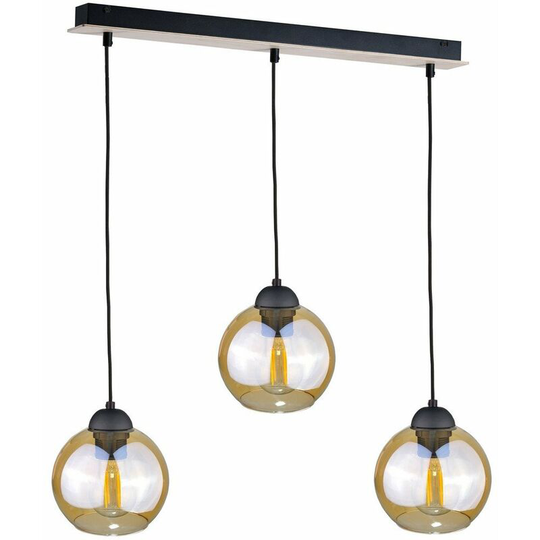 Keter Ambre Bar Pendant Ceiling Light Wood, 60cm, 3x E27