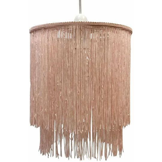 First Choice Lighting - Pink 2 Tier Tassel Light Shade - Pink string
