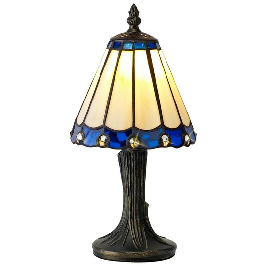 Luminosa Lighting - Tiffany Table Lamp, 1 x E14, Blue, Clear Crystal Shade