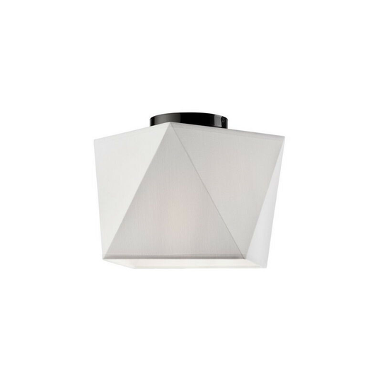 Carla Semi Flush Light, Fabric Shade White, 1x E27