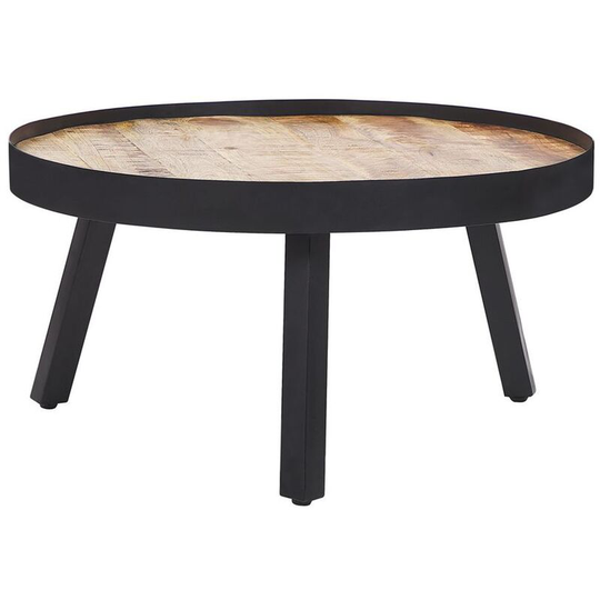 Coffee Table Mango Wood Top Metal Tripod Base Light Wood Black Wakita - Light Wood