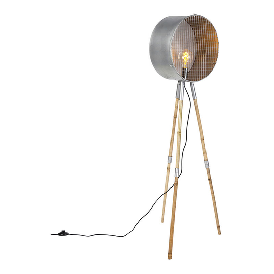 Qazqa - Industrial floor lamp gray tripod - Barrel - Grey