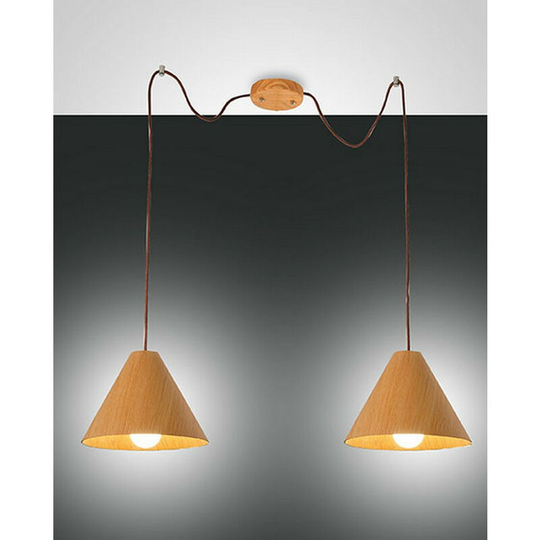 Fabas Luce Lighting - Fabas Luce Esino Dome Pendant Ceiling Lights Oak Glass, E27