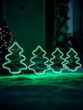 Set Of 4 Light Up Neon Christmas Tree Pathfinders