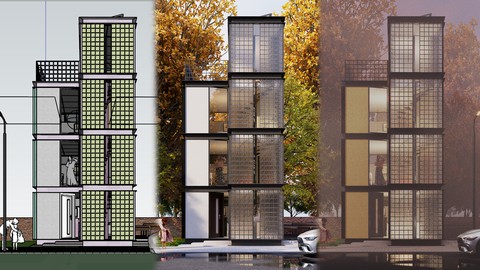 Create Realistic Elevations with Vray for Sketchup Archviz