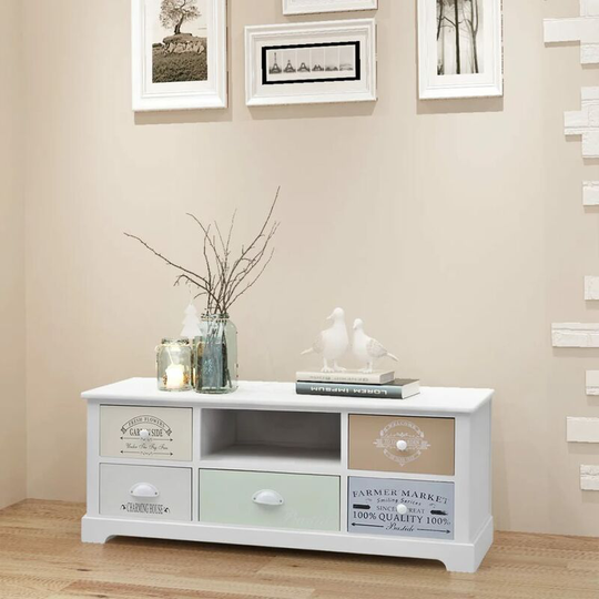 French tv Cabinet Wood - White